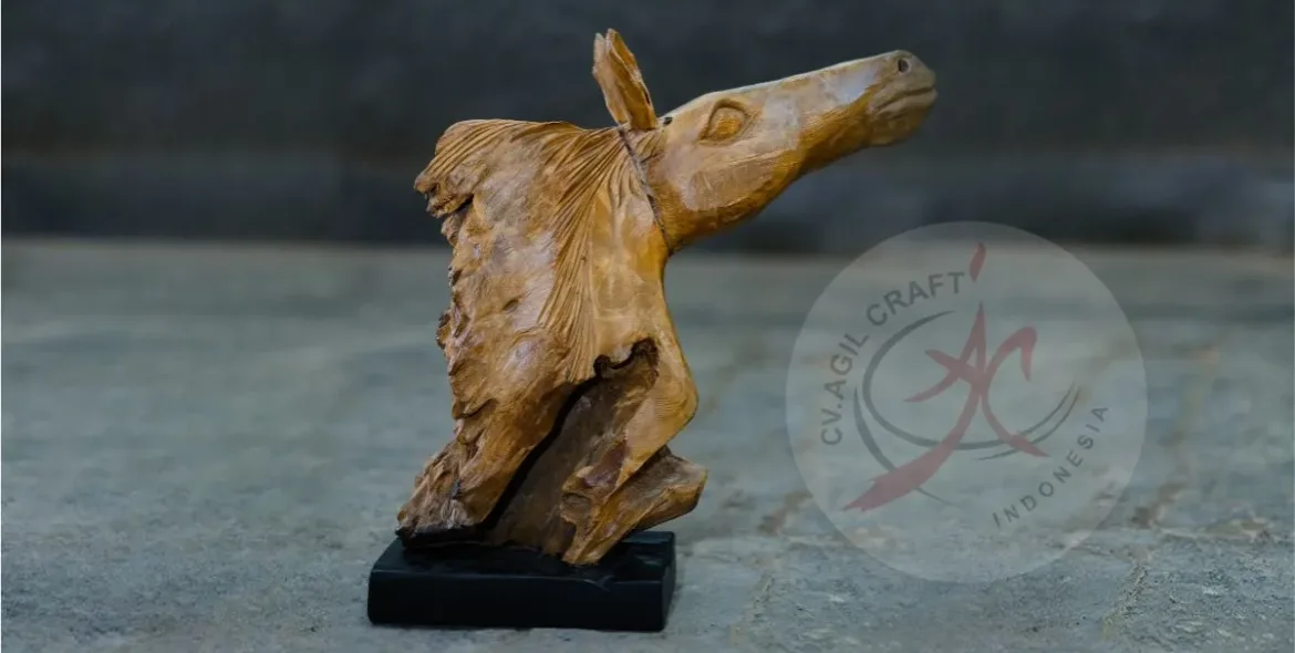 Teak Wood Horse Sculptures