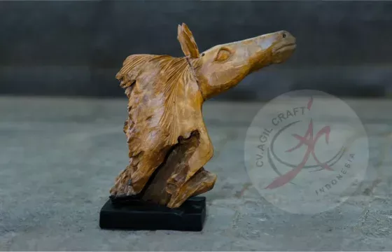 Teak Wood Horse Sculptures