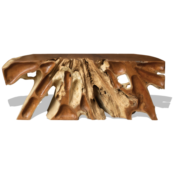 Teak Root Console With Carving Finishing 2 Tone (Low)