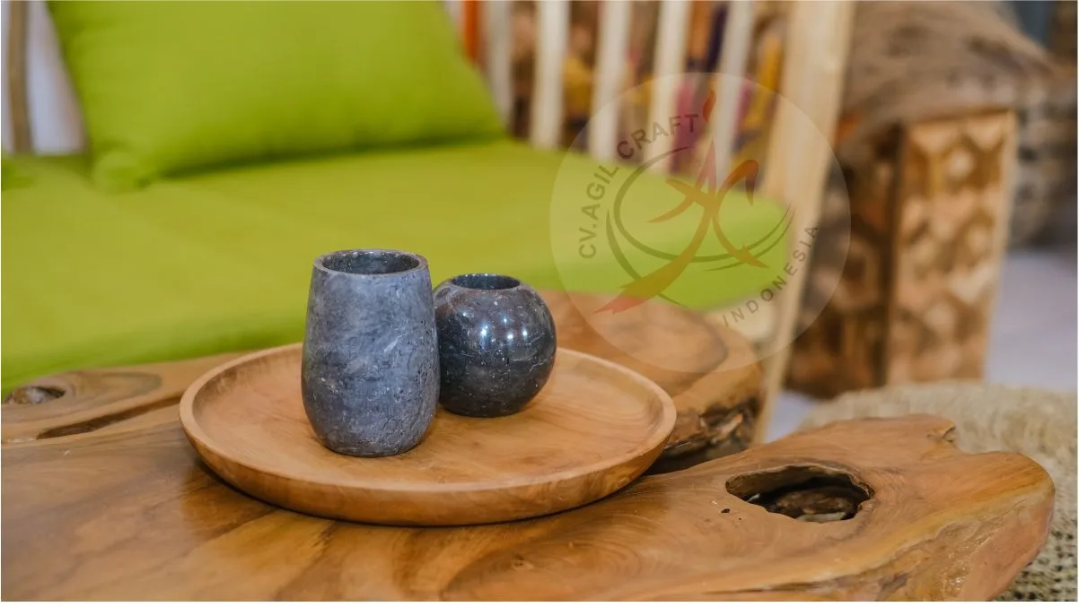 Teak Wood and Stone Home Decoration Pieces