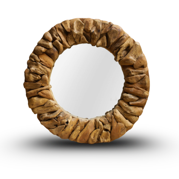 Round Teak Mirror