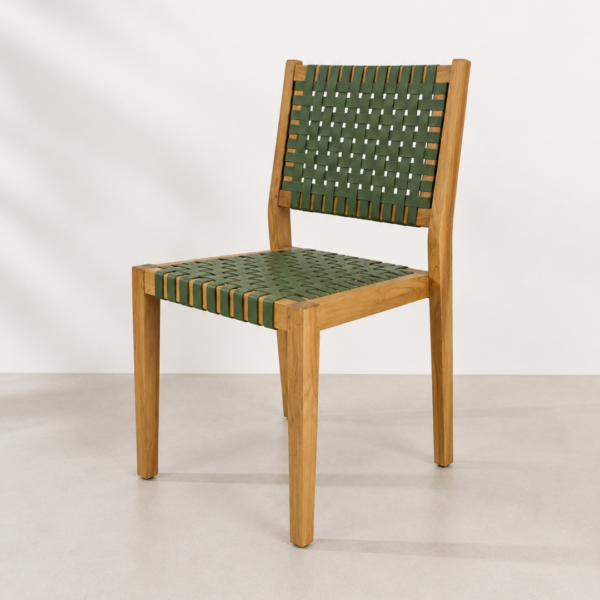Yoga Stacking Dining Chair | Leather Green Forest